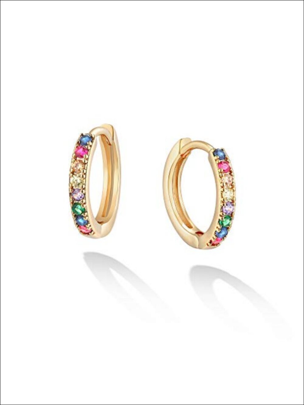 14k Gold Plated Huggie Hoop Earrings Cubic Zirconia Hypoallergenic